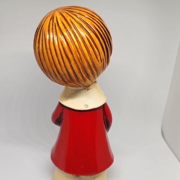 Vintage Christmas Chalk Ware Caroler Red Smock Made in Japan New in Box - Picture 4 of 8